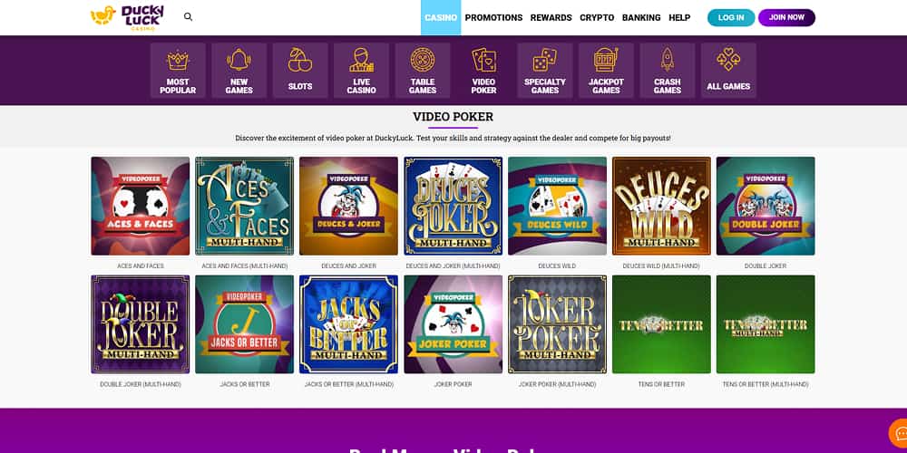 Ducky Luck poker games