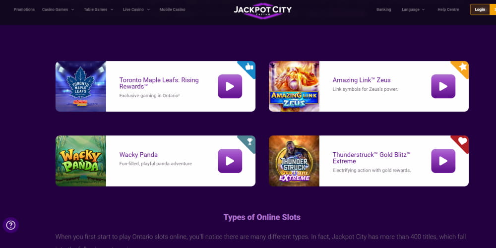 Jackpot City Casino games
