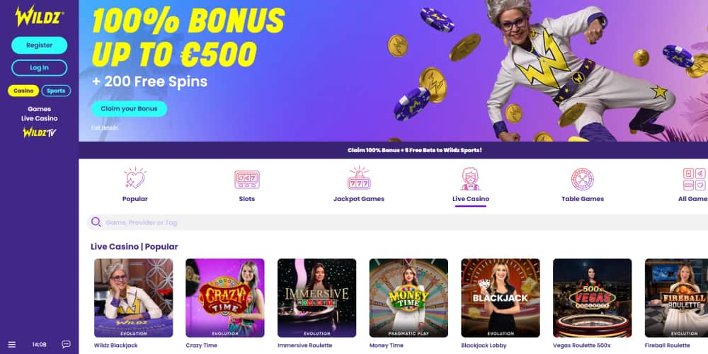 Wildz live casino